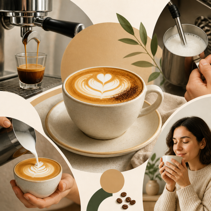 Editorial illustration for an article titled "Cappuccino Made Simple: Taste, Tec
