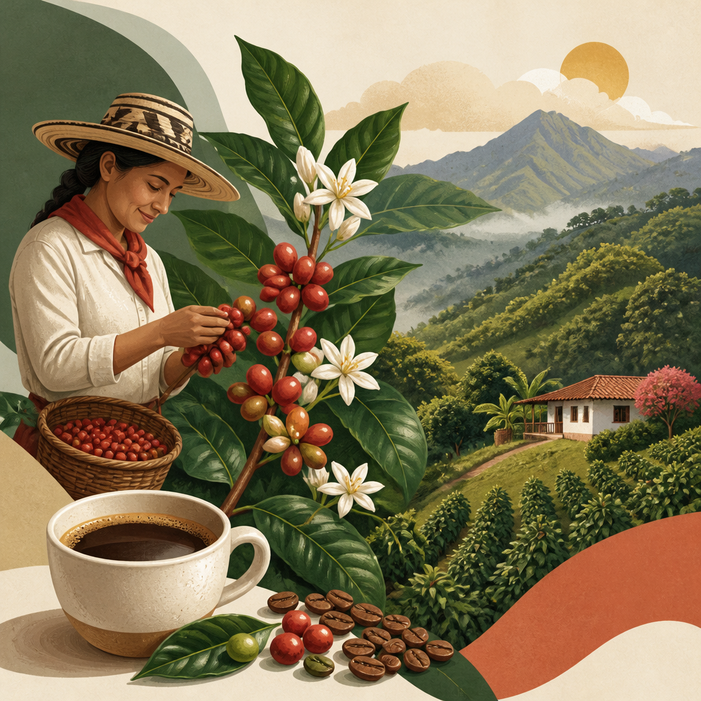 Editorial illustration for an article titled "Castillo Coffee: A Friendly Guide