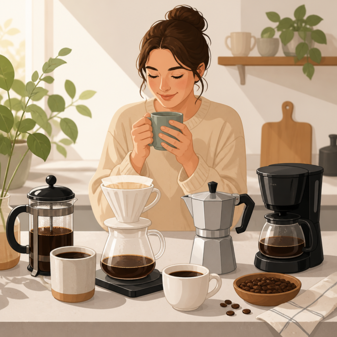 Editorial illustration for an article titled "What Is Normal Coffee? A Friendly
